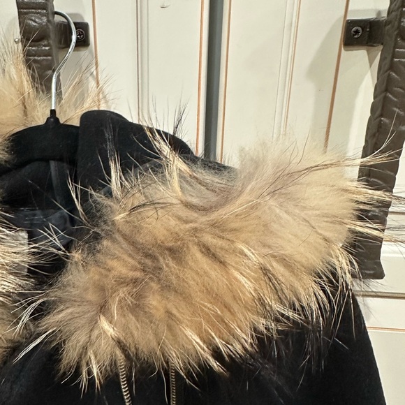 SANDRO Manoli Fur Trim Wool Leather Coat - Picture 10 of 10